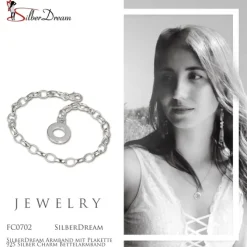 SilberDream Armband mit Plakette 925 Silber Charm Bettelarmband 19cm FC0702