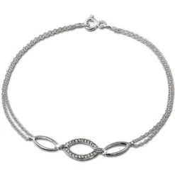 SilberDream Armband Oval Zirkonia weiß 925er Sterling Silber 19cm SDA425W