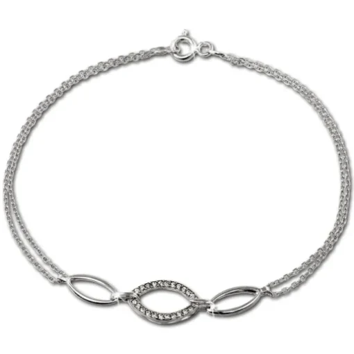 SilberDream Armband Oval Zirkonia weiß 925er Sterling Silber 19cm SDA425W