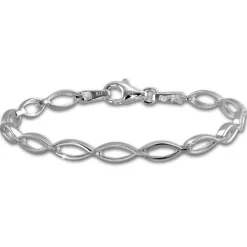 SilberDream Armband Oval matt/glänzend 925 Sterling Silber 19,5cm SDA455J