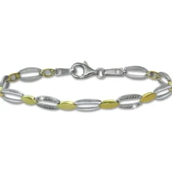 SilberDream Armband Oval 925 Silber vergoldet Zirkonia Damen 18,5cm SDA4800T