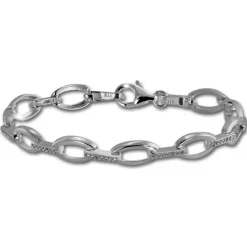 SilberDream Armband Oval Zirkonia weiß 925er Silber 18,8cm Damen SDA449W