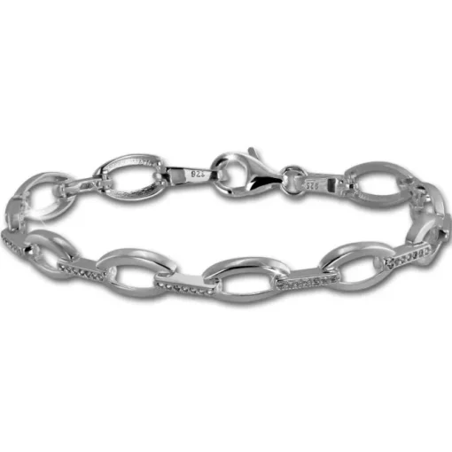 SilberDream Armband Oval Zirkonia weiß 925er Silber 18,8cm Damen SDA449W