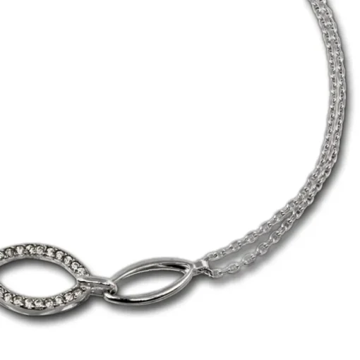 SilberDream Armband Oval Zirkonia weiß 925er Sterling Silber 19cm SDA425W