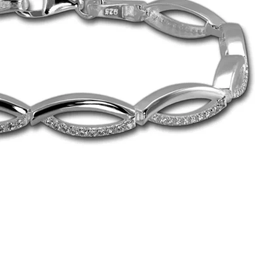 SilberDream Armband Oval Zirkonia weiß 925er Silber 18,5cm Damen SDA460W