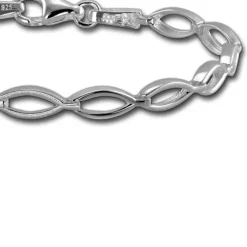 SilberDream Armband Oval matt/glänzend 925 Sterling Silber 19,5cm SDA455J