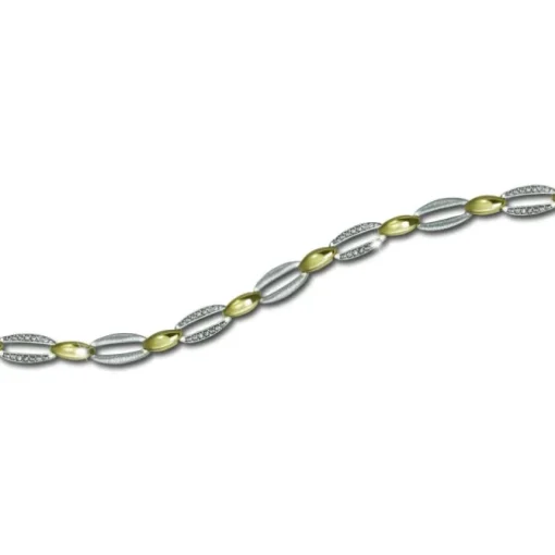 SilberDream Armband Oval 925 Silber vergoldet Zirkonia Damen 18,5cm SDA4800T