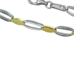 SilberDream Armband Oval 925 Silber vergoldet Zirkonia Damen 18,5cm SDA4800T