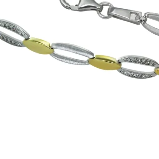 SilberDream Armband Oval 925 Silber vergoldet Zirkonia Damen 18,5cm SDA4800T