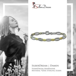 SilberDream Armband Oval 925 Silber vergoldet Zirkonia Damen 18,5cm SDA4800T