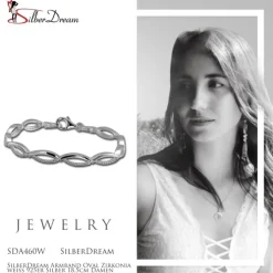 SilberDream Armband Oval Zirkonia weiß 925er Silber 18,5cm Damen SDA460W