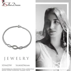 SilberDream Armband Oval Zirkonia weiß 925er Sterling Silber 19cm SDA425W