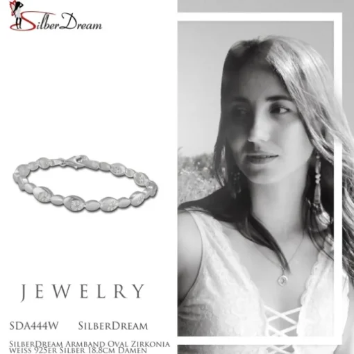 SilberDream Armband Oval Zirkonia weiß 925er Silber 18,8cm Damen SDA444W