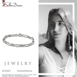 SilberDream Armband oval matt 925 Silber 18,5cm Silberarmband SDA403