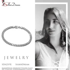 SilberDream Armband Panzer flach 925 Sterling Silberarmband Unisex 19cm SDA2319J