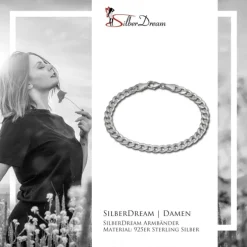 SilberDream Armband Panzer flach 925 Sterling Silberarmband Unisex 19cm SDA2379J