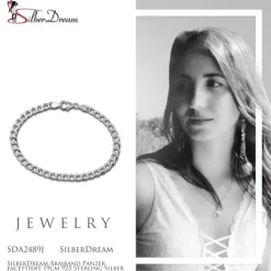 SilberDream Armband Panzer facettiert 19cm 925 Sterling Silber Unisex SDA2489J