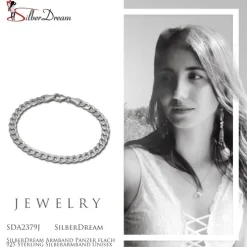 SilberDream Armband Panzer flach 925 Sterling Silberarmband Unisex 19cm SDA2379J