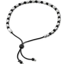 SilberDream Armband Perlen diamantiert schwarz 925er Silber Damen SDA7001S