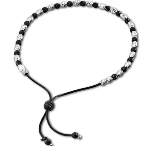 SilberDream Armband Perlen diamantiert schwarz 925er Silber Damen SDA7001S