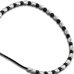 SilberDream Armband Perlen diamantiert schwarz 925er Silber Damen SDA7001S