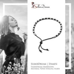 SilberDream Armband Perlen diamantiert schwarz 925er Silber Damen SDA7001S