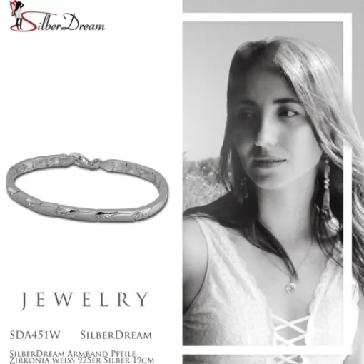 SilberDream Armband Pfeile Zirkonia weiß 925er Silber 19cm Damen SDA451W