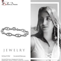 SilberDream Armband Ranke Zirkonia weiß 925er Sterling Silber 19cm Damen SDA472W