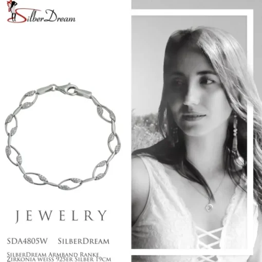SilberDream Armband Ranke Zirkonia weiß 925er Silber 19cm Damen SDA4805W