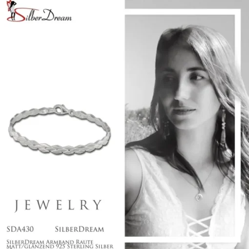 SilberDream Armband Raute matt/glänzend 925 Sterling Silber 19cm SDA430