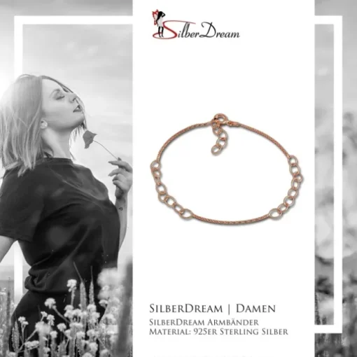 SilberDream Armband Ringe 925 Silber rosévergoldet Damen 18cm - 21cm SDA1188E