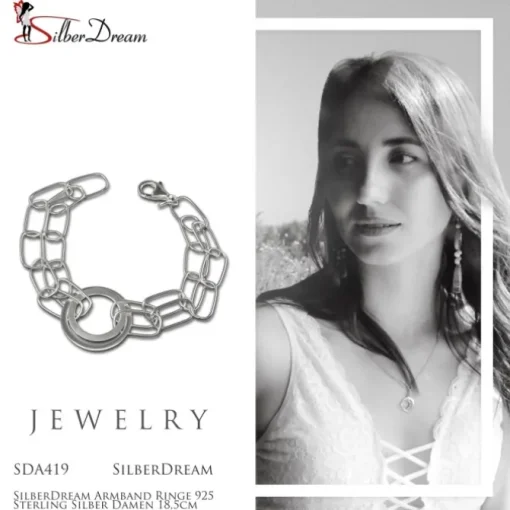 SilberDream Armband Ringe 925 Sterling Silber Damen 18,5cm SDA419