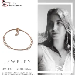 SilberDream Armband Ringe 925 Silber rosévergoldet Damen 18cm - 21cm SDA1188E