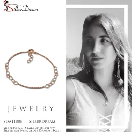 SilberDream Armband Ringe 925 Silber rosévergoldet Damen 18cm - 21cm SDA1188E