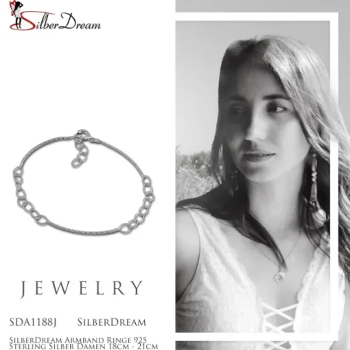 SilberDream Armband Ringe 925 Sterling Silber Damen 18cm - 21cm SDA1188J