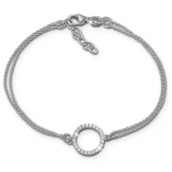 SilberDream Armband rund Zirkonia weiß 17cm - 19cm 925er Silber Damen SDA2587J