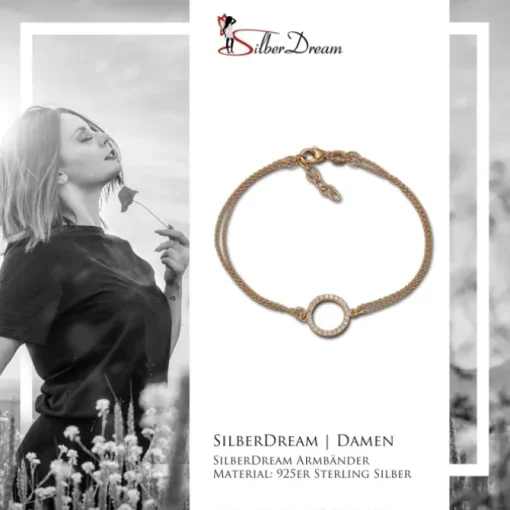 SilberDream Armband rund Zirkonia Rose 17cm - 19cm 925er Silber Damen SDA2587E