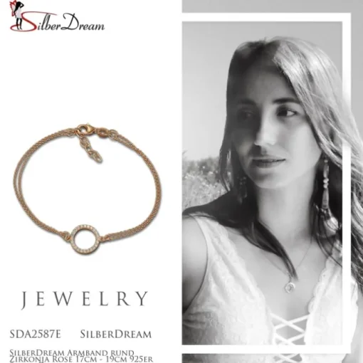 SilberDream Armband rund Zirkonia Rose 17cm - 19cm 925er Silber Damen SDA2587E