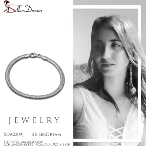 SilberDream Armband Schlangenkette 19cm oval 925 Silber Damen SDA2309J