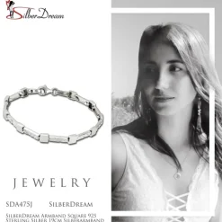 SilberDream Armband Square 925 Sterling Silber 19cm Silberarmband SDA475J