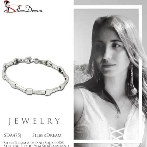 SilberDream Armband Square 925 Sterling Silber 19cm Silberarmband SDA475J