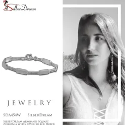 SilberDream Armband Square Zirkonia weiß 925er Silber 18,8cm Damen SDA454W