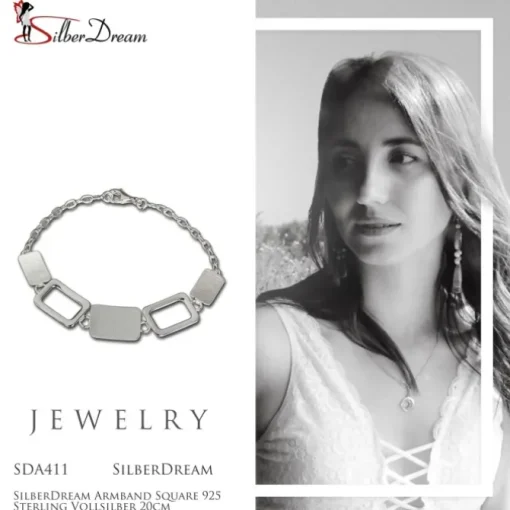 SilberDream Armband Square 925 Sterling Vollsilber 20cm SDA411