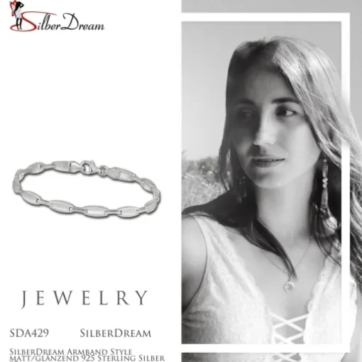 SilberDream Armband Style matt/glänzend 925 Sterling Silber 19cm SDA429