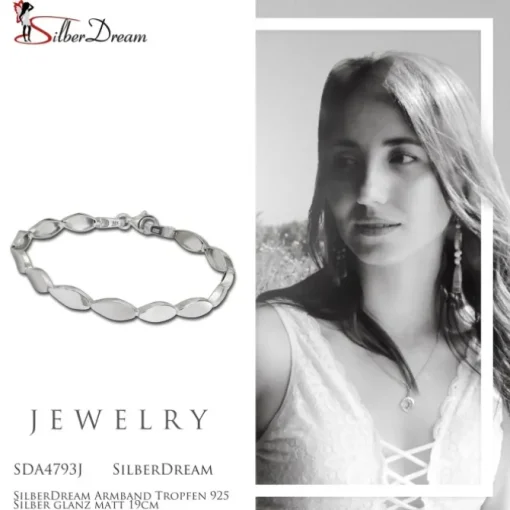 SilberDream Armband Tropfen 925 Silber glanz matt 19cm SDA4793J