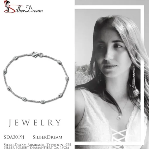 SilberDream Armband -Typhoon- 925 Silber poliert diamantiert ca. 19cm SDA3019J
