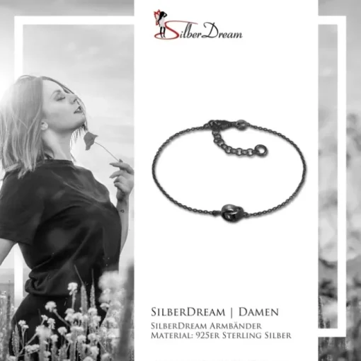 SilberDream Armband verschlungen 925 Silber geschwärzt Damen 18-21cm SDA1138S