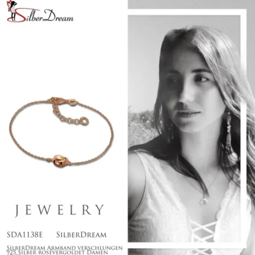 SilberDream Armband verschlungen 925 Silber rosévergoldet Damen 18-21cm SDA1138E