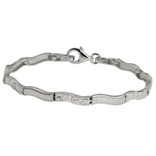 SilberDream Armband Wave 925 Silber gehämmert matt 19cm SDA4792O