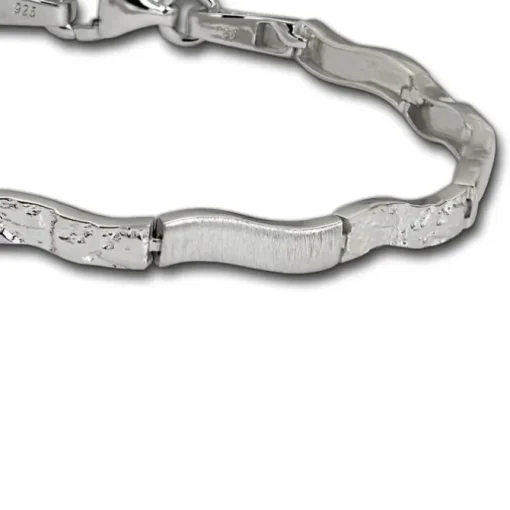 SilberDream Armband Wave 925 Silber gehämmert matt 19cm SDA4792O